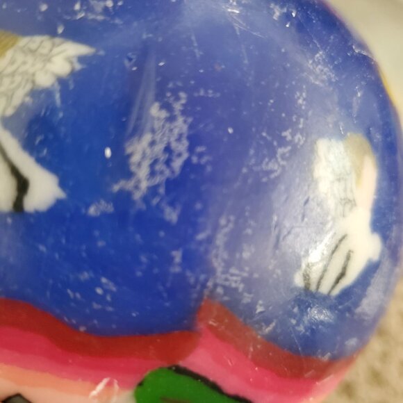 VTG 1990s PTI Ball Candle Angel And Moon Design Blue & Green 3.5" Inch Diameter - Picture 8 of 11